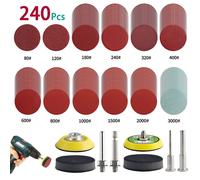 240 pièces 2 pouces 50mm disques de ponçage tampons ensemble 80-3000 grain abrasif tampon de polissage Kit pour Dremel outil rotatif papiers de verre accessoires C 120Pcs