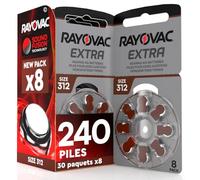 240 Piles Auditives Rayovac Extra 312 Brun Udivita - 30 Blister de 8 Piles