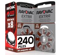 240 Piles Rayovac Extra 312 Brun Prothèses Auditives pour Sourds avec Technologie Sound Fusion Udivita - 30 Blisters de 8 Piles
