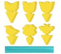 24PCS Cartes Anti-Insectes Collantes Pièges Mouches Jaunes, 6 Formes | Surface Double Face Collante, Pour Plantes Intérieures Et Extérieures, Pièges À Moucherons