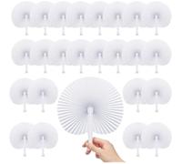 24pcs Eventail Blanc de Papier Pliante pour Décoration Mariage,DIY Papier Pliante,cadeau de demoiselle d'honneur(Tour)