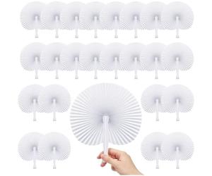 24pcs Eventail Blanc de Papier Pliante pour Décoration Mariage,DIY Papier Pliante,cadeau de demoiselle d'honneur(Tour)