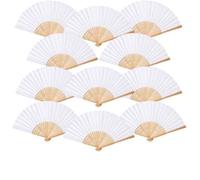 24pcs Eventail Mariage Eventail Pliant Ventilateur Bois Papier Cadeaux Mariage Fête Decorer Danse fête décoration DIY (Blanc)