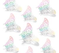 24pcs Stickers Muraux Papillons 3D, Décorations Papillons 3D Stickers Amovibles et Colorés 3 Tailles Différentes pour Décorations Fête d'Anniversaire (Argent Éblouissant, Style 2)