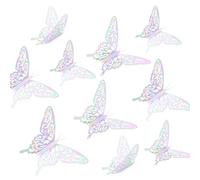 24pcs Stickers Muraux Papillons 3D, Décorations Papillons 3D Stickers Amovibles et Colorés 3 Tailles Différentes pour Décorations Fête d'Anniversaire (Argent Éblouissant, Style 1)