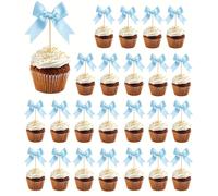 24pièces/12pièces Décorations de Cupcake en Nœud, Décorations de Gâteau en Nœud de Ruban, Piques de Cupcake en Nœud, Décorations de Gâteau d'Anniversaire, Convient pour les Décorations de Gâteau à Thè