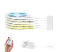 24V 5M CCT Dimmable LED COB Strip, 5 Pcs 1M réglable 2700K-6500K COB LED Strip avec kit de contrôle à distance pour l'éclairage du panneau acoustique sous le cabinet