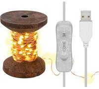 24x Goobay 60341 Guirlande lumineuse LED ''Bobine de fil'', petite, brun foncé transparent - avec câble USB 3 m, guirlande lumineuse 10 m avec 100 micro-LEDs en blanc chaud (2700 K) et interrupteur (m