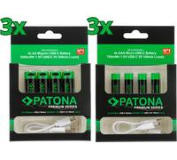 24x PATONA Premium USB-C AAA et AA Piles rechargeables au lithium (6x blister de 4)