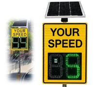 24x35 IN Panneau D'affichage de la Vitesse à LED à Énergie Solaire, Jaune