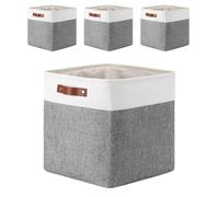 25|28|30|33 cm Boite Rangement Tissu, 25x25x25 cm Cube Rangement, ble, Pliable, Lot de 4, Gris Blanc - 4 Pièces HOUSSE DE RANGEMENT