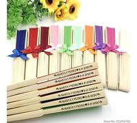 25/30/50/80/100PCS Éventail en soie personnalisé pour mariage, ruban à nouer, impression personnalisée du nom et de la date, éventail pliable fait main mix colors