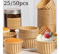 25/50 Caissettes en papier pour gâteaux résistantes à l'huile avec bords ondulés, support en papier de couleur unie jetable pour cupcakes/muffins, convient pour la cuisson au four à haute température,