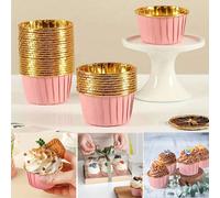 25/50 pièces Caissettes à cupcakes dorées, moules à muffins et gâteaux, résistantes à la graisse et à la chaleur, Torta, caissettes à muffins en aluminium, moule à cupcakes en aluminium, pour la cuisi