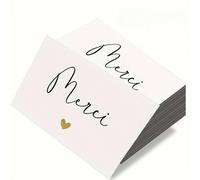25/50 pièces Cartes de remerciement de style français avec un design élégant en forme de cœur et "Merci" - Convient pour les anniversaires, les mariages, les cadeaux d'entreprise, l'emballage de la bo