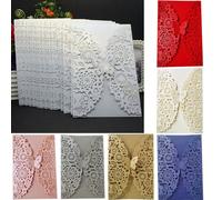 25/50 pièces Cartes d'invitation papillon pour mariage, cartes de vœux pour mariage, anniversaire, quinzième anniversaire, baptême, fournitures de décoration pour fête (sans cartes intérieures et enve