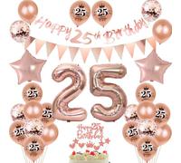 25 ans anniversaire décoration femme, bannière or rose 25 ans anniversaire guirlande 25 ans anniversaire femme ballons 25 ans anniversaire décoration gâteau 25 ans anniversaire 25 ans femme ballon
