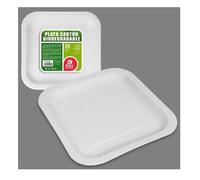 25 ASSIETTES CARRÉES CARTON BIO 23CM BLANC- VAISSELLE DE FÊTE