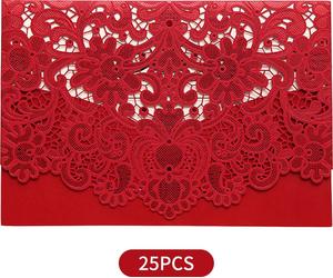 25 cartes d'invitation de mariage évidées avec enveloppes pour fête de mariage, fiançailles, carte de vœux, anniversaire, Saint-Valentin, anniversaire, cadeau pour votre M
