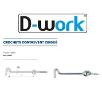 25 Crochets Contrevent 6 x 200 mm - NFE 25610 - Zingué blanc - D-Work