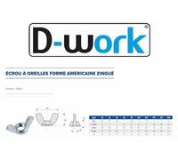 25 Ecrous à Oreilles Forme Américaine M20 mm - Zingué blanc - D-Work