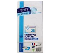 25 Enveloppes Blanches - 110x220 Mm - 90g - Gpv