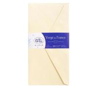 25 enveloppes DL (110x220mm) Vergé de France doublées gommées - Ivoire