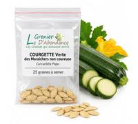 25 graines à semer - Le Grenier d'Abondance - COURGETTE Verte des Maraichers non coureuse - Curcurbita Pepo