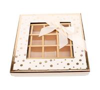 25 Grilles Boîte de Chocolats en Carton à Fenêtre Transparente | Chic et Pratique, Grosse Capacité pour Friandises et Chocolat, Ruban Nœud, Beige