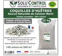 25 kg Écailles de Coquilles d'Huîtres Concassées 38% Calcium - SOLU'CONTROL - Apport Ciblé de Calcium Marin Naturel