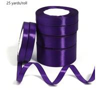 25 mètres/rouleau Ruban satin violet, tissu brillant de couleur unie, convient pour les invitations de mariage DIY, les bouquets de mariée, l'emballage cadeau, la décoration de fête, les travaux de co