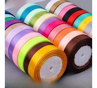 25 mètres Ruban satin rose de 2 cm de largeur pour mariage, emballage de cadeaux, décoration, artisanat DIY Champagne,Blanc,brun,Bordeaux,bleu ciel,noir,vert,jaune,rouge,orange,rose clair,bleu royal,b