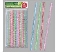 25 pailles carton bio rayé 19cmx6mm multicolore - bestgreen 10668 Multicolore G