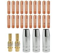 25 PCS MIG MB 15AK Accessoires, Pointe de Contact M6 0,6/0,8/0,9/1,0/1,2mm | Porte-embouts Difuseur, Buse Gas Conique, Embouts de Contact en Cuivre pour Consommables de Torche de Soudage MIG/MAG MB15AK