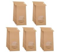25 Pcs Sachets en Papier Kraft Marron avec Fenetre, 17x9x6cm Résistant à l'huile Sachet Alimentaire pour Biscuits, Bonbons, Plats à Emporter, Pain Pâtisserie, Sacs Cadeau pour Mariage, Anniversaire