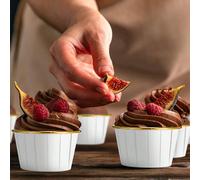 25 pièces/20 pièces/50 pièces/30 pièces Caissettes à cupcakes blanches et dorées, Moules à muffins adaptés pour la cuisson, Parfaits pour les mariages et les fêtes, Caissettes à cupcakes, Moules à muf