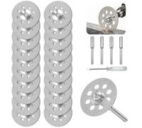 25 Pièces 22 mm Mini Disque Diamant à Tronçonner pour Dremel Accessoires, Disques de Coupe avec 4 Mandrins de 3mm et 1 Tournevis pour Couper Carrelage, Pierre, Verre, Céramique, Métal, Plastique Bois