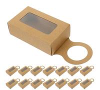 25 Pièces Boîte Porte-bouteilles avec Fenêtre Cœur 9x9x3cm, Khaki | Carton Pvc, Rangement Décoratif pour Bijoux et Petits Objets, Installation Simple, Usage Présent