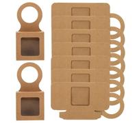 25 Pièces Boîte Présent fenêtre Papier Kraft pour Bouteille de Vin | Modèle Pliable Réutilisable et Suspendu, Format 6x6x2cm, pour Fêtes, Présentoirs de Table et Biscuits