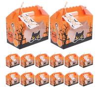 25 Pièces Boîtes de Rangement D'halloween Orange, Carton Blanc | Boîtes de Rangement pour Bonbons, Fêtes D’halloween, Carton Blanc, Couleurs Résistantes, Usage Snack