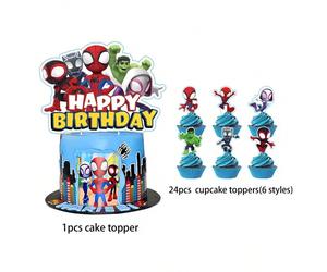 25 pièces Décorations de gâteau, Décorations de cupcakes, Décorations d'anniversaire Spidey et ses Incroyables Amis, Spider-Man 1 pièce,25 pièces/ensemble,13 pièces/ensemble,24 pièces/ensemblePapetier