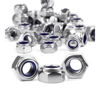 25 Pièces Ecrou M6 Inox A2 V2A Ecrou Inox M6 Ecrou Frein Hexagonal de Blocage en Nylon DIN 985 Écrous Autobloquant Nylstop Boulon Ecrou Filetage Métrique pour Boulon Vis M6 Pliants Armoires Bricolage