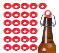 25 Pièces Joints en Caoutchouc, Rondelles de Bouteille Étanches Compatible avec Grolsch Scellage de Bouteille Bière (Rouge)