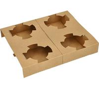 25 plateaux, carton "pur" 3,6 cm x 19,8 cm x 24,1 cm brun pour 4 gobelets à soupe