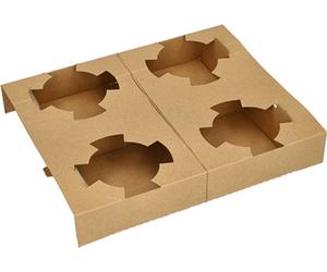 25 plateaux, carton "pur" 3,6 cm x 19,8 cm x 24,1 cm brun pour 4 gobelets à soupe