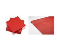25 Serviettes airlaid Rouge FSC® - 40x40cm + Nappe airlaid 1,20x10m Rouge FSC