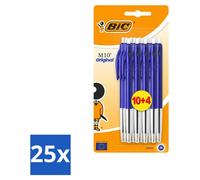 25 stylos bille BIC M10 originaux avec mécanisme à clic - Bleu - Pointe de 1 mm - Pack économique - 25 pièces