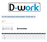 25 Vis Métaux Tête Hexagonale F/Partiel 18 x 70 mm - DIN 931 - Inox A4 - D-Work