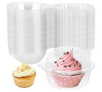 250 boîtes transparentes pour cupcakes, de 11,2 cm de diamètre, avec couvercle rabattable