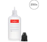 250 flacons en plastique 50 ml LDPE, G14, compte-gouttes, bouchon noir